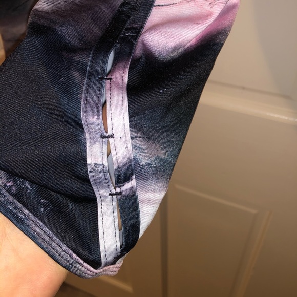 Multi Color Marble Crop Leggings With Hole Accents - Picture 3 of 5